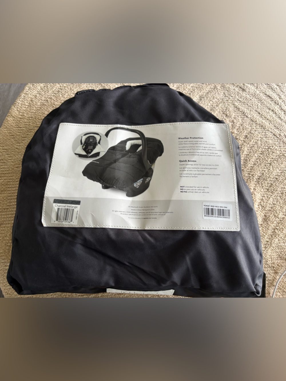 UPPAbaby CozyGanoosh Infant Car Seat Cover - charcoal Melange - Picture 5 of 7